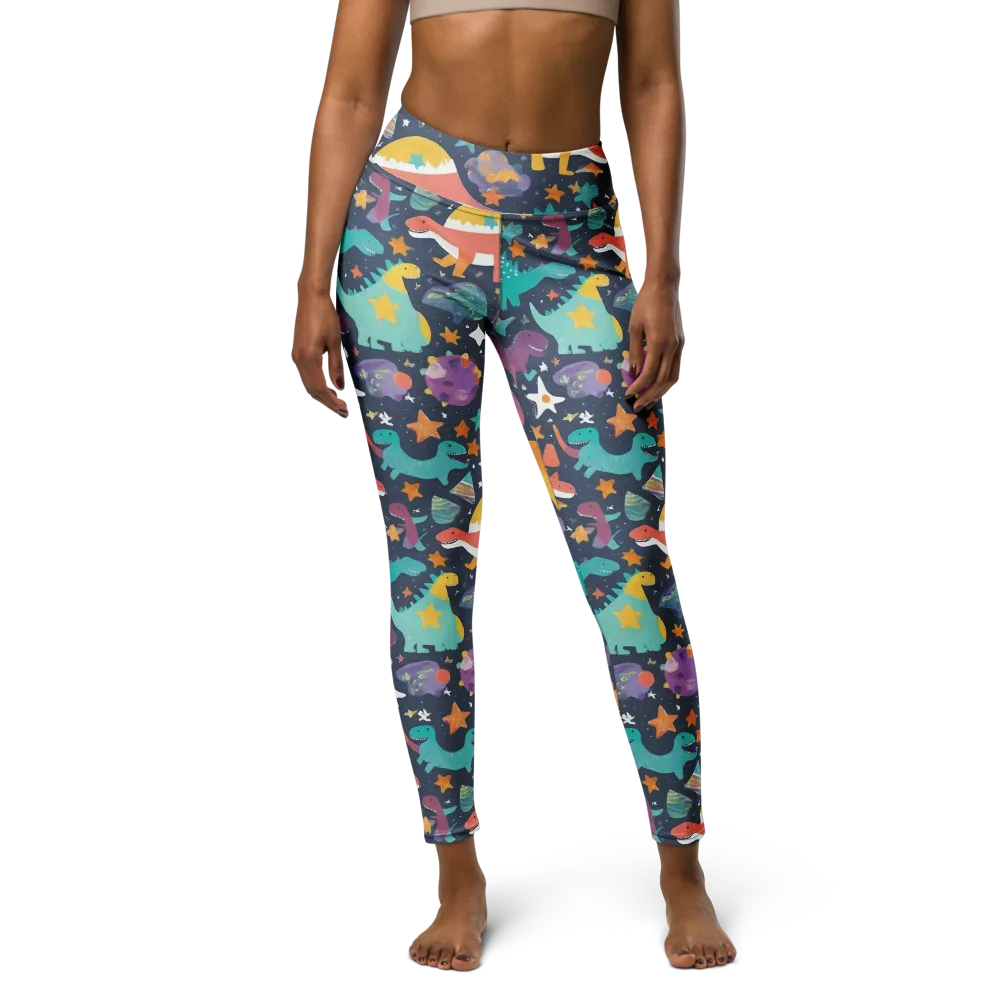 Dino Starfield on Yoga Leggings — Front
