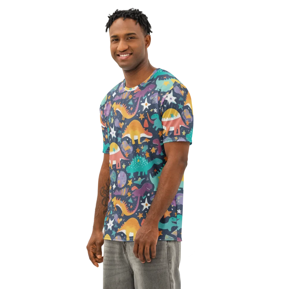Dino Starfield on Men's Cotton Crew Neck T-Shirt — Left Front