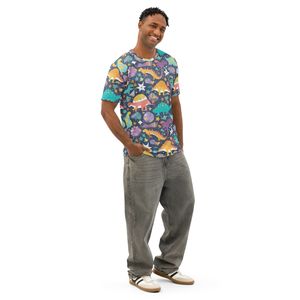 Dino Starfield on Men's Cotton Crew Neck T-Shirt — Right Front