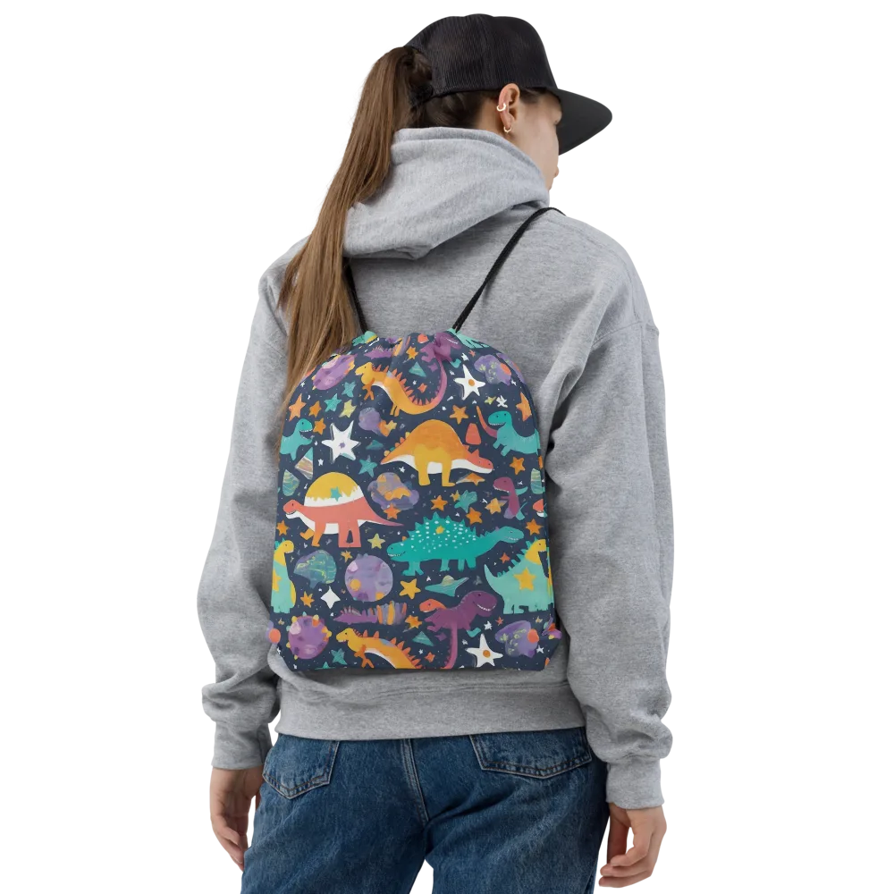 Dino Starfield on Drawstring Bag — Front