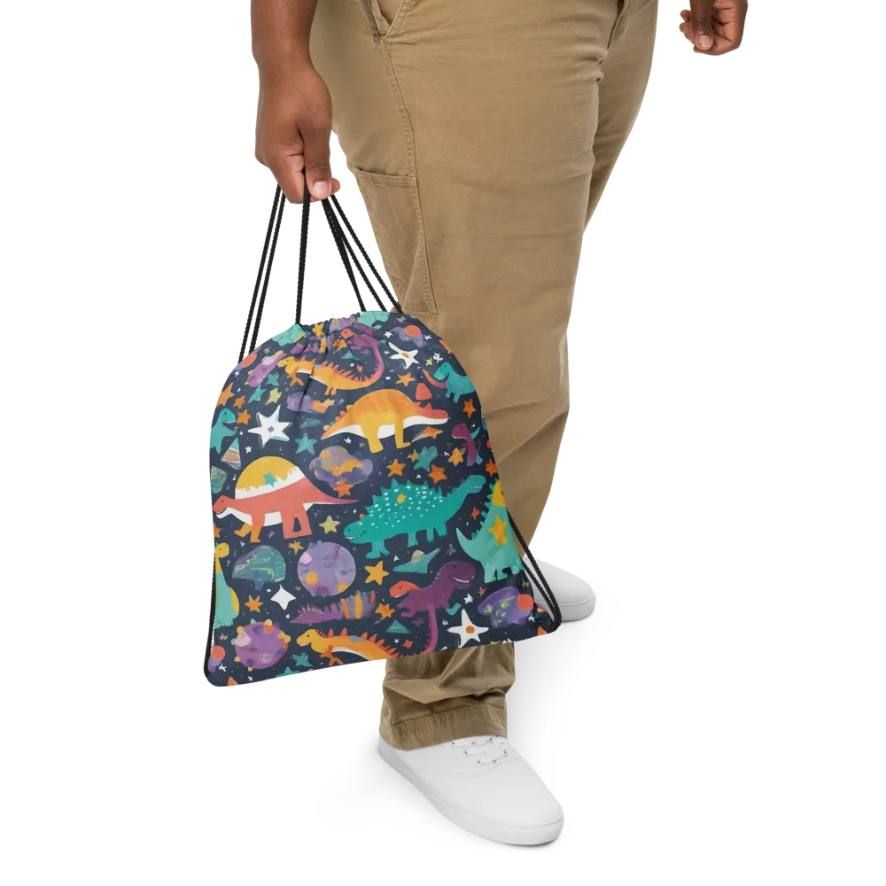 Dino Starfield on Drawstring Bag — Front