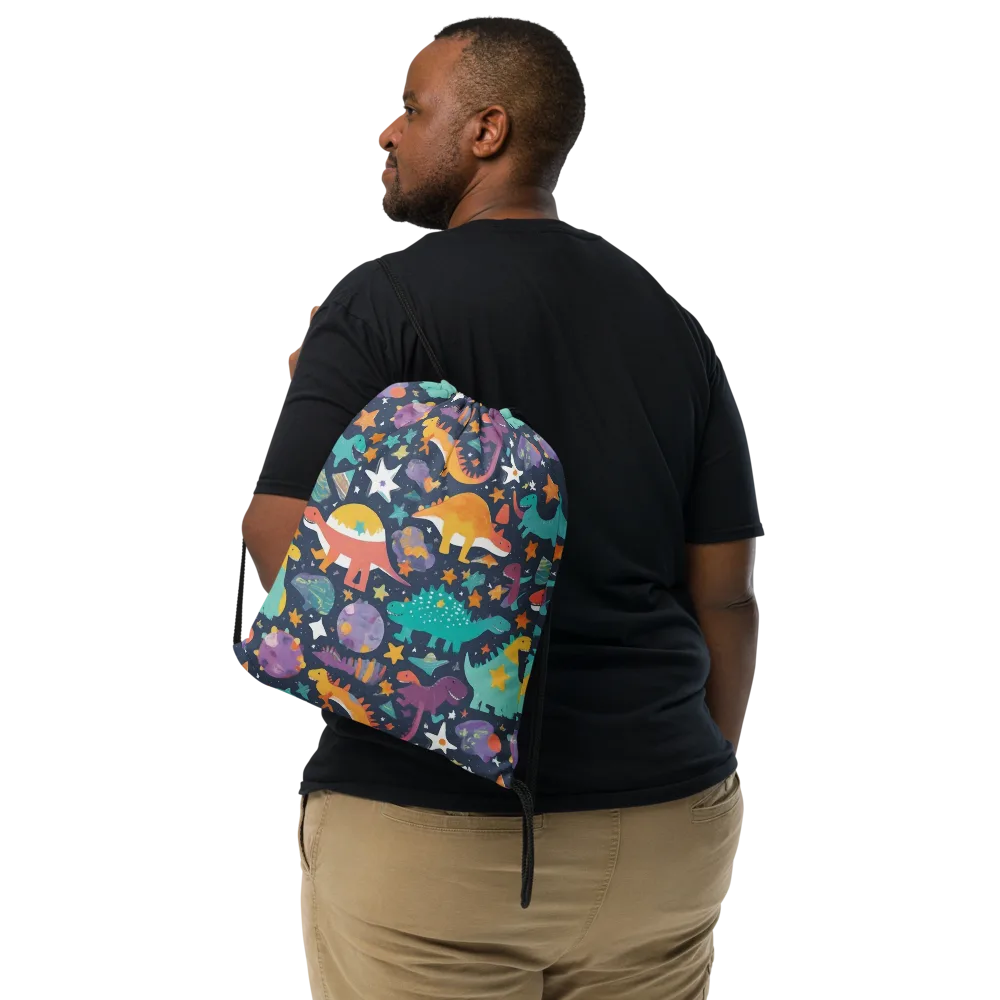 Dino Starfield on Drawstring Bag — Front