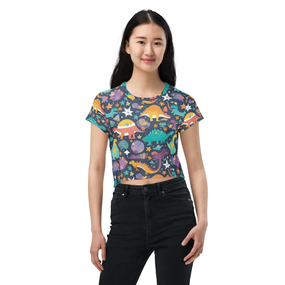Dino Starfield on Crop Tee — Front