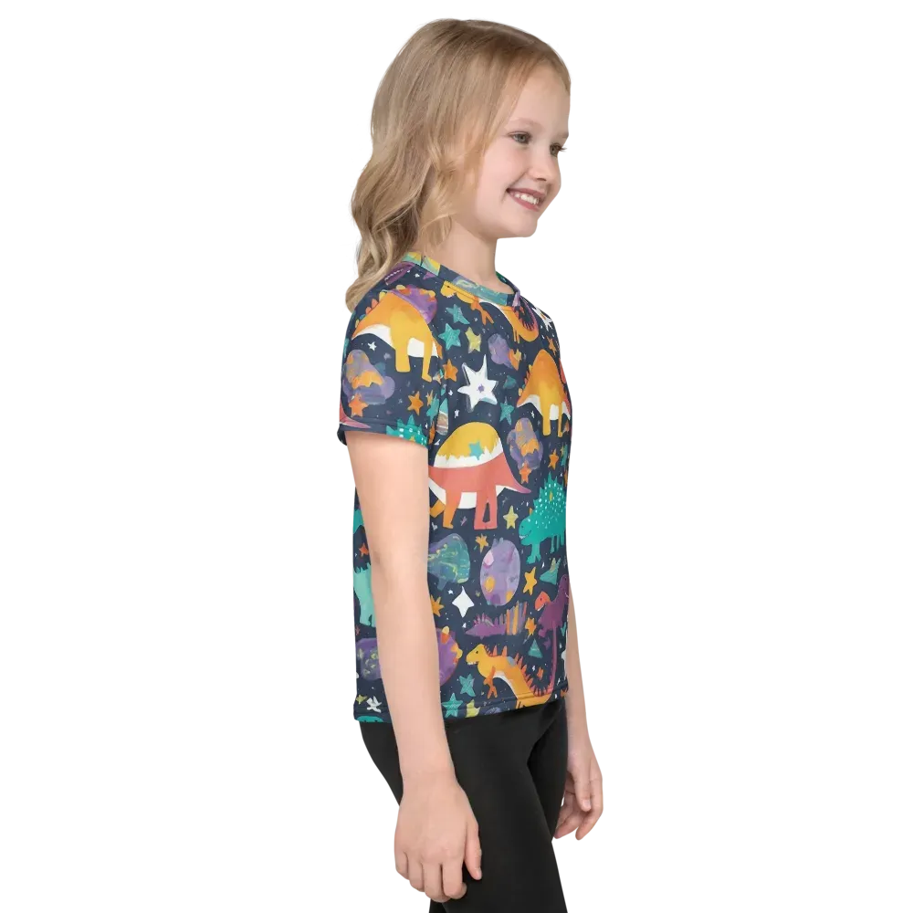 Dino Starfield on Kids Crew Neck T-Shirt — Right