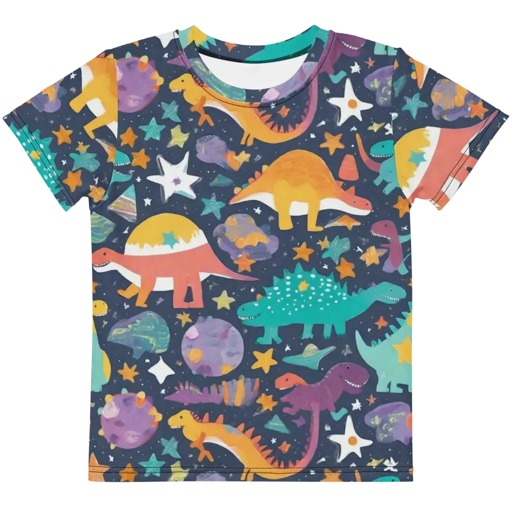 Dino Starfield on Kids Crew Neck T-Shirt — Front