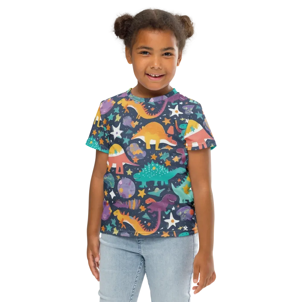 Dino Starfield on Kids Crew Neck T-Shirt — Front