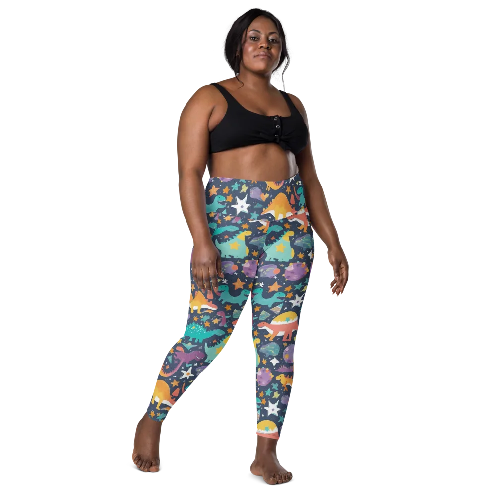 Dino Starfield on Leggings with Pockets — Front