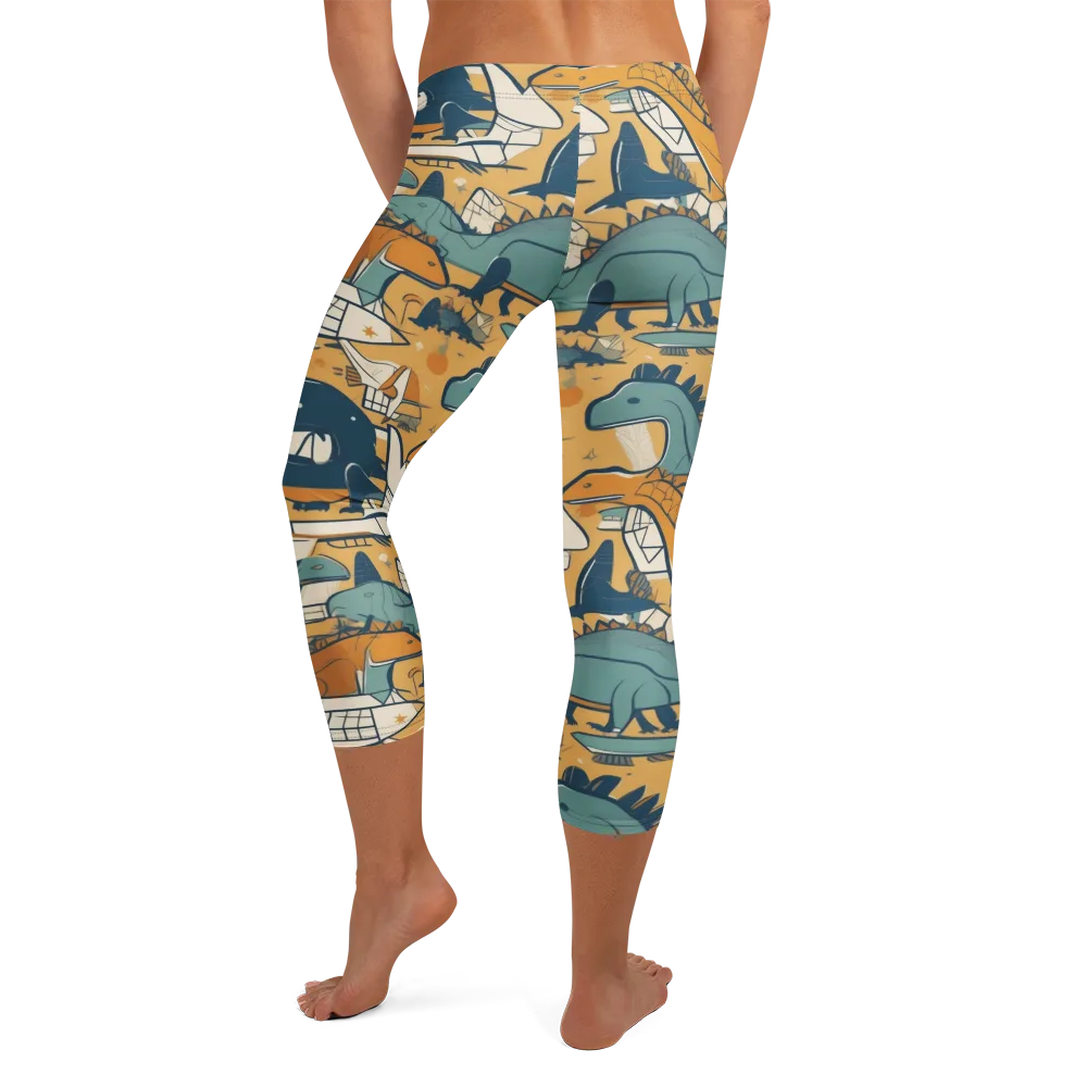 Jurassic Drift on Capri Leggings — Back