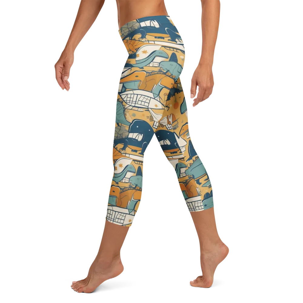 Jurassic Drift on Capri Leggings — Left