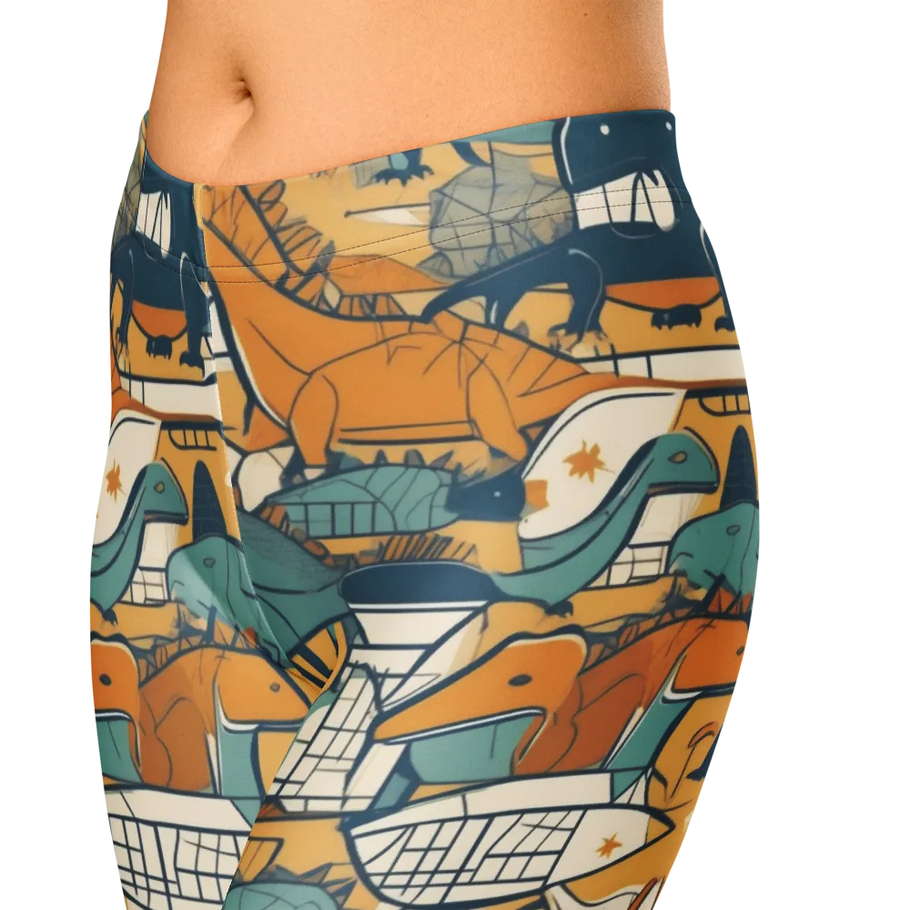 Jurassic Drift on Capri Leggings — Zoomed-in