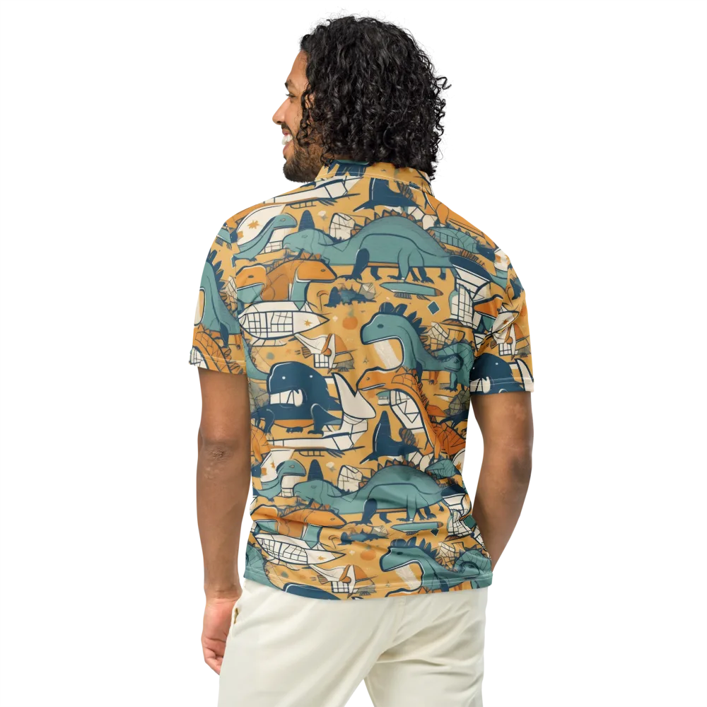 Jurassic Drift on Men's Slim Fit Polo Shirt — Back