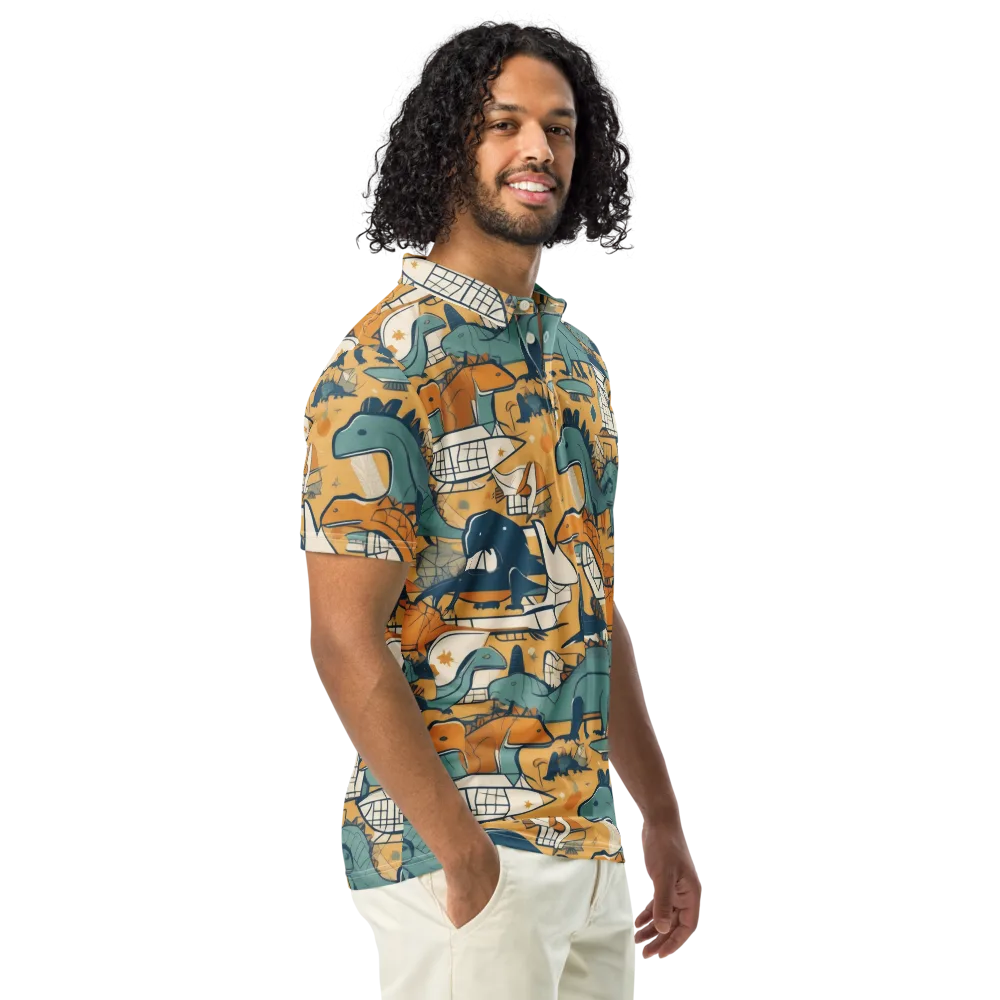Jurassic Drift on Men's Slim Fit Polo Shirt — Right Front