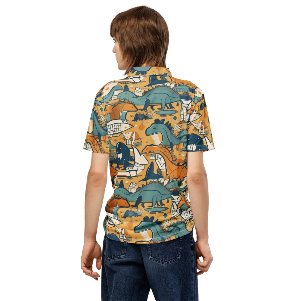 Jurassic Drift on Men's Slim Fit Polo Shirt — Back