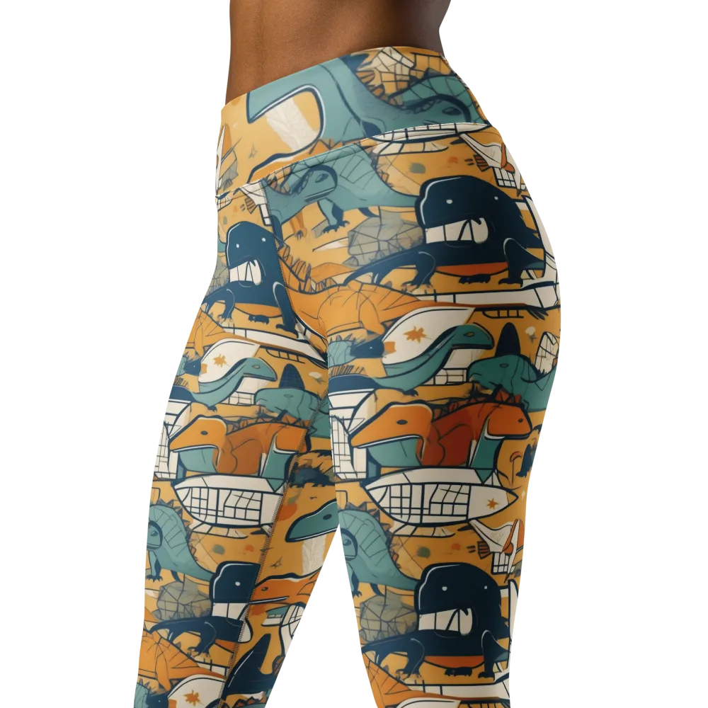 Jurassic Drift on Yoga Leggings — Left Front