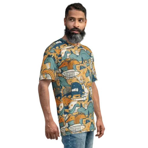 Jurassic Drift on a Men's Crew Neck T-Shirt