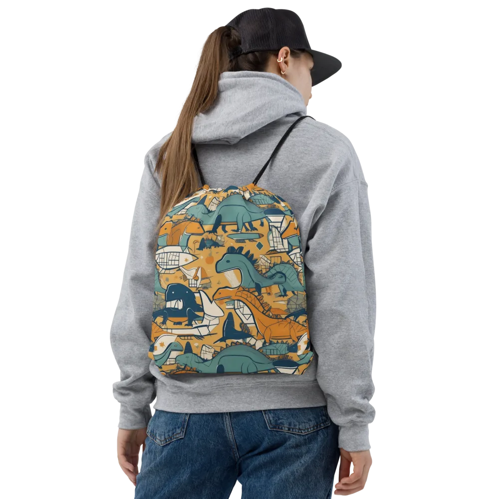 Jurassic Drift on Drawstring Bag — Front