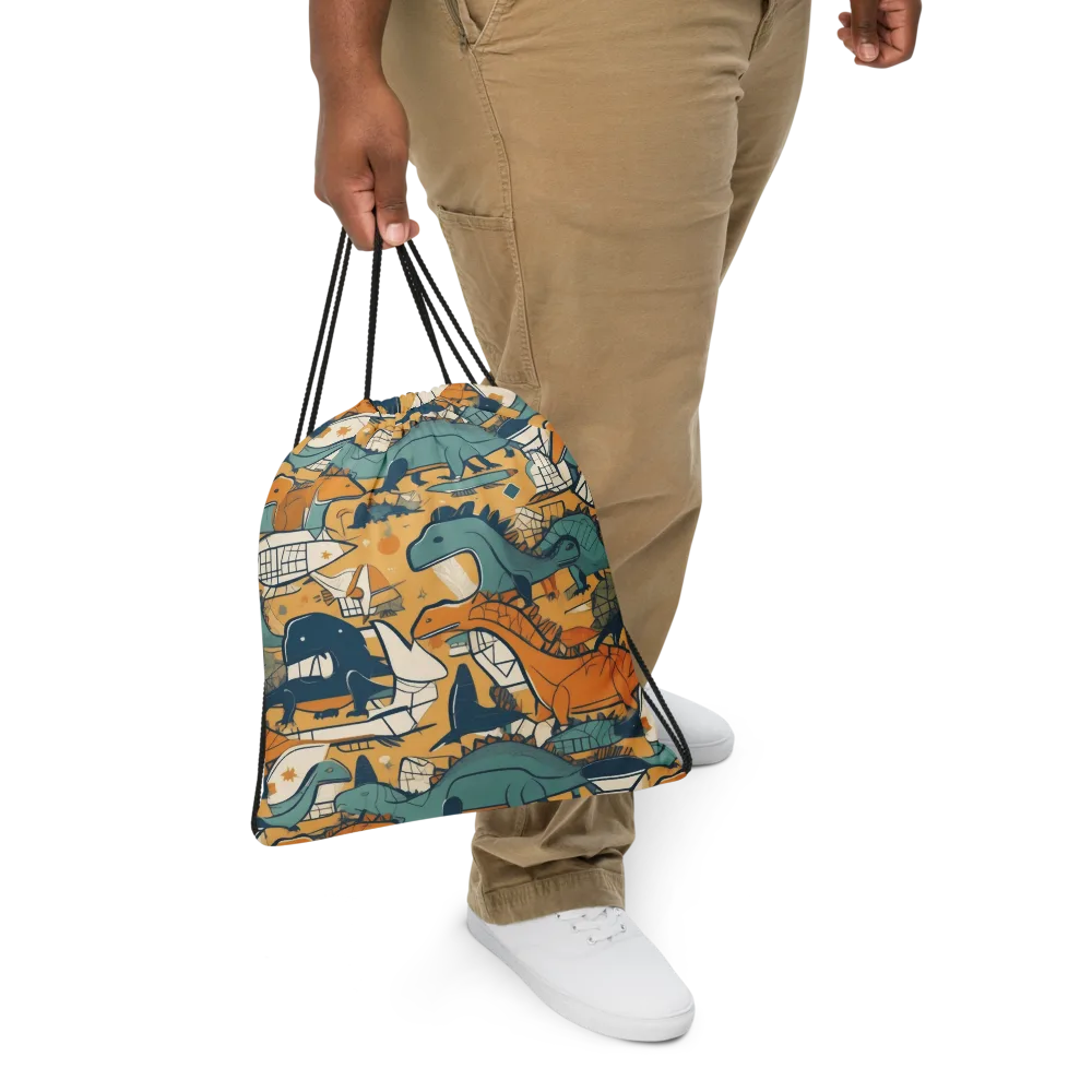 Jurassic Drift on Drawstring Bag — Front