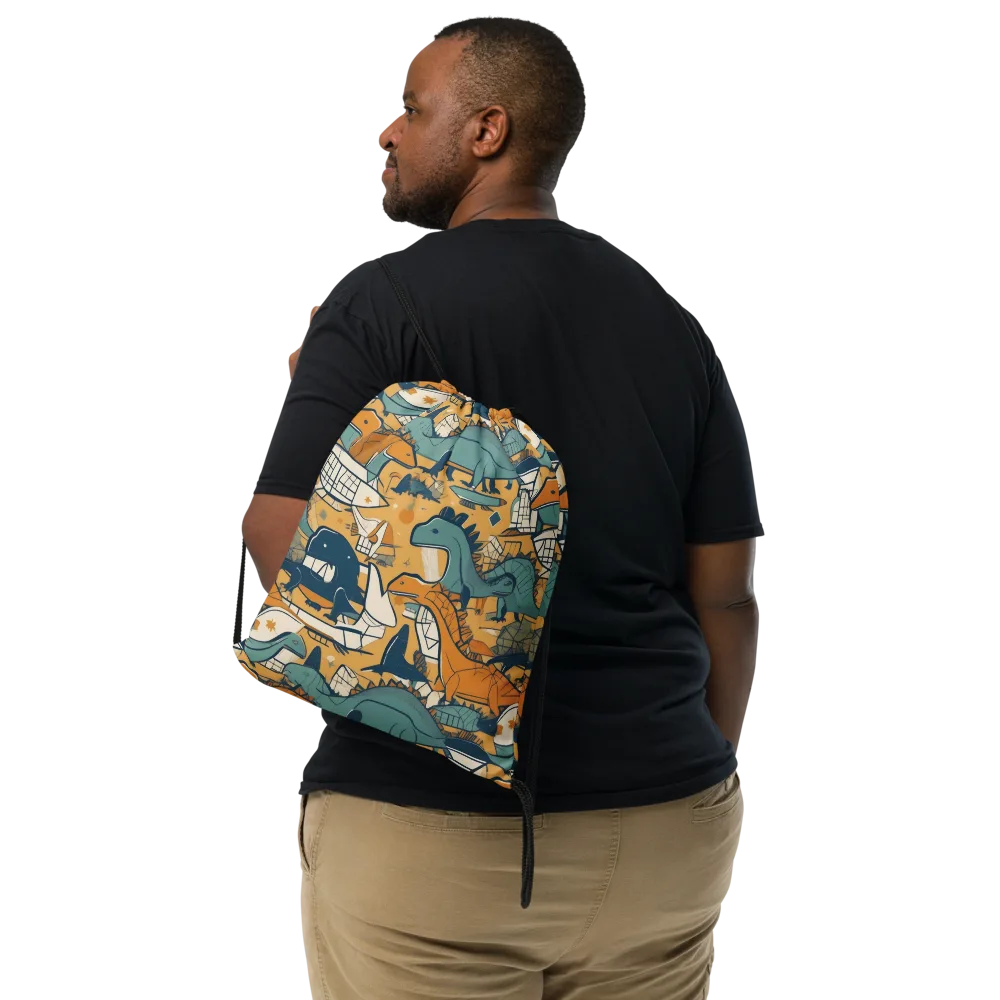 Jurassic Drift on Drawstring Bag — Front