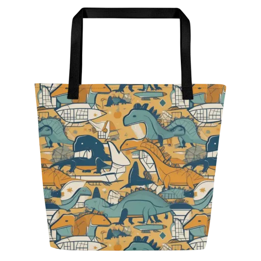 Jurassic Drift on a Large Tote Bag W/ Pocket