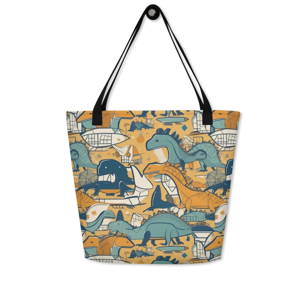 Jurassic Drift on Large Tote Bag W/ Pocket — Front