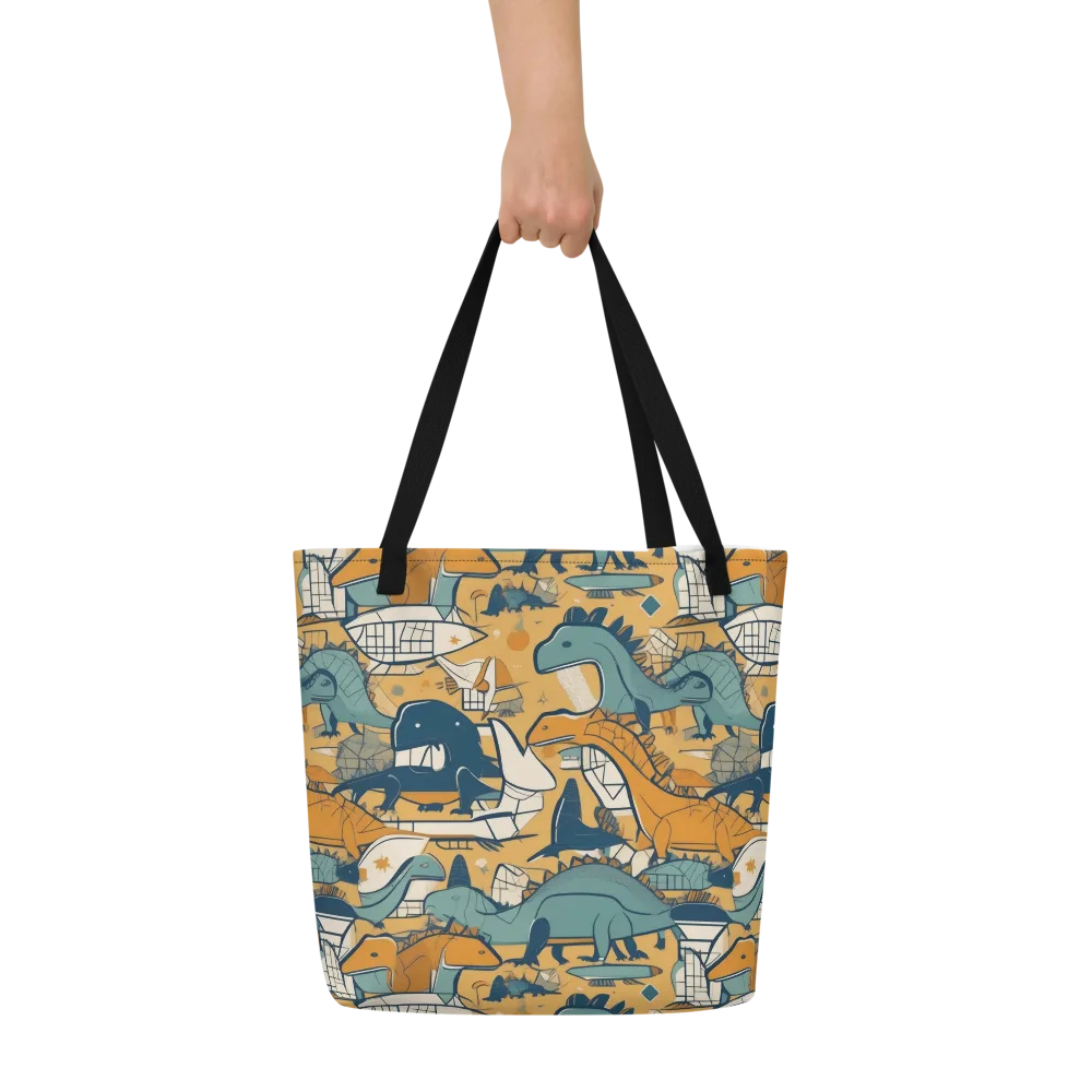 Jurassic Drift on Large Tote Bag W/ Pocket — Front
