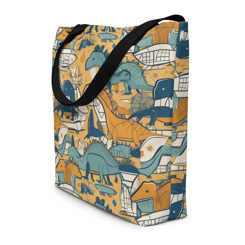 Jurassic Drift on Large Tote Bag W/ Pocket — Front