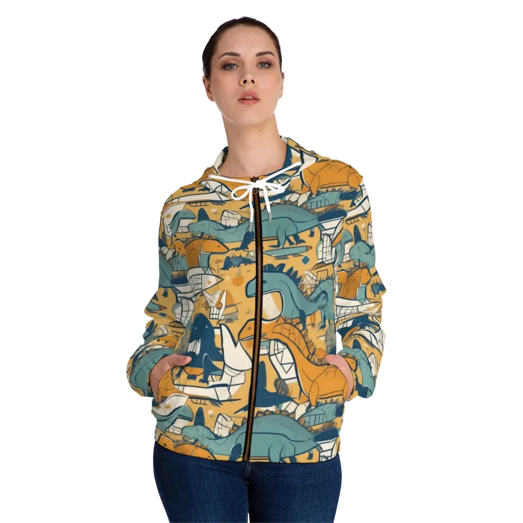Jurassic Drift on Women's Full-Zip Hoodie — Front On Person