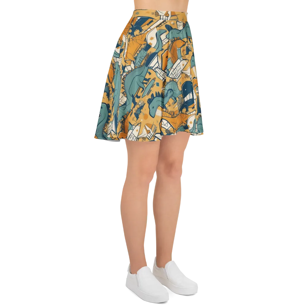 Jurassic Drift on Skater Skirt — Right