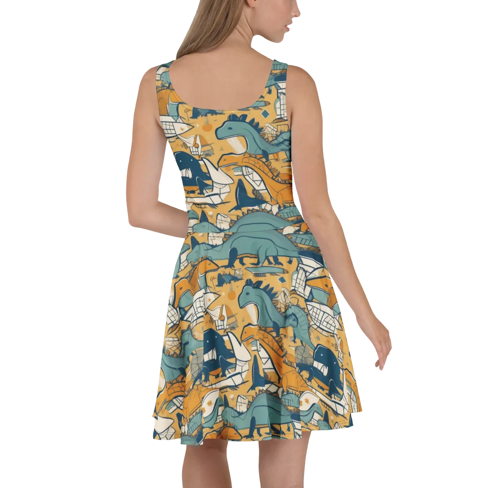Jurassic Drift on Skater Dress — Back