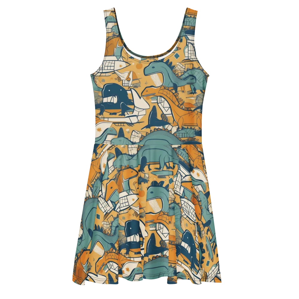 Jurassic Drift on Skater Dress — Front