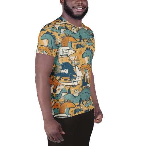 Jurassic Drift on a Men's Athletic T-Shirt