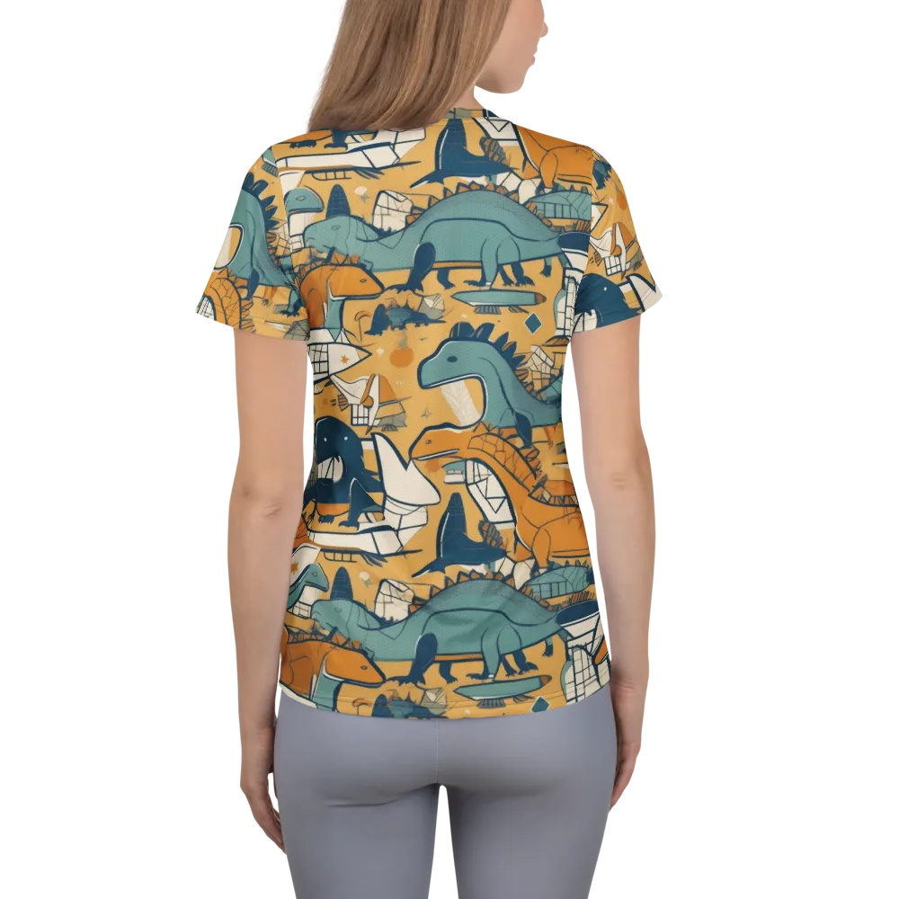 Jurassic Drift on Women's Athletic T-Shirt — Back