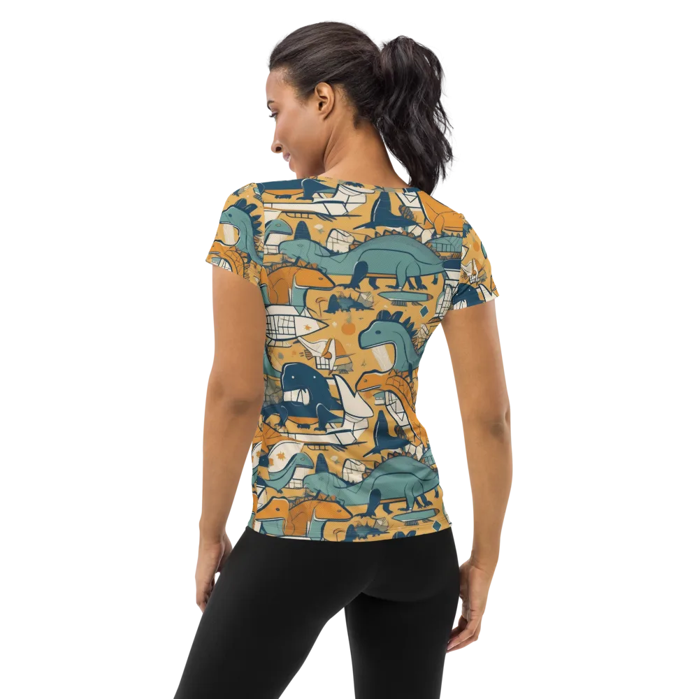 Jurassic Drift on Women's Athletic T-Shirt — Back