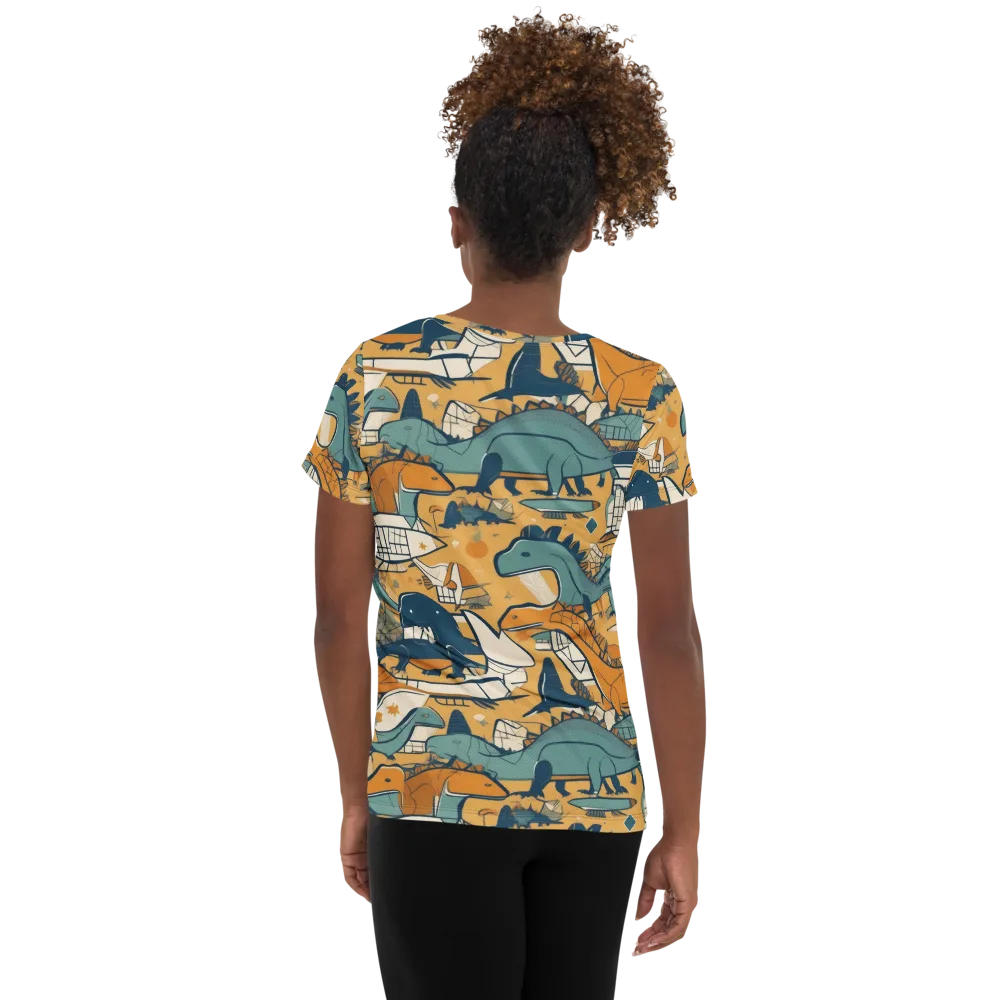 Jurassic Drift on Women's Athletic T-Shirt — Back