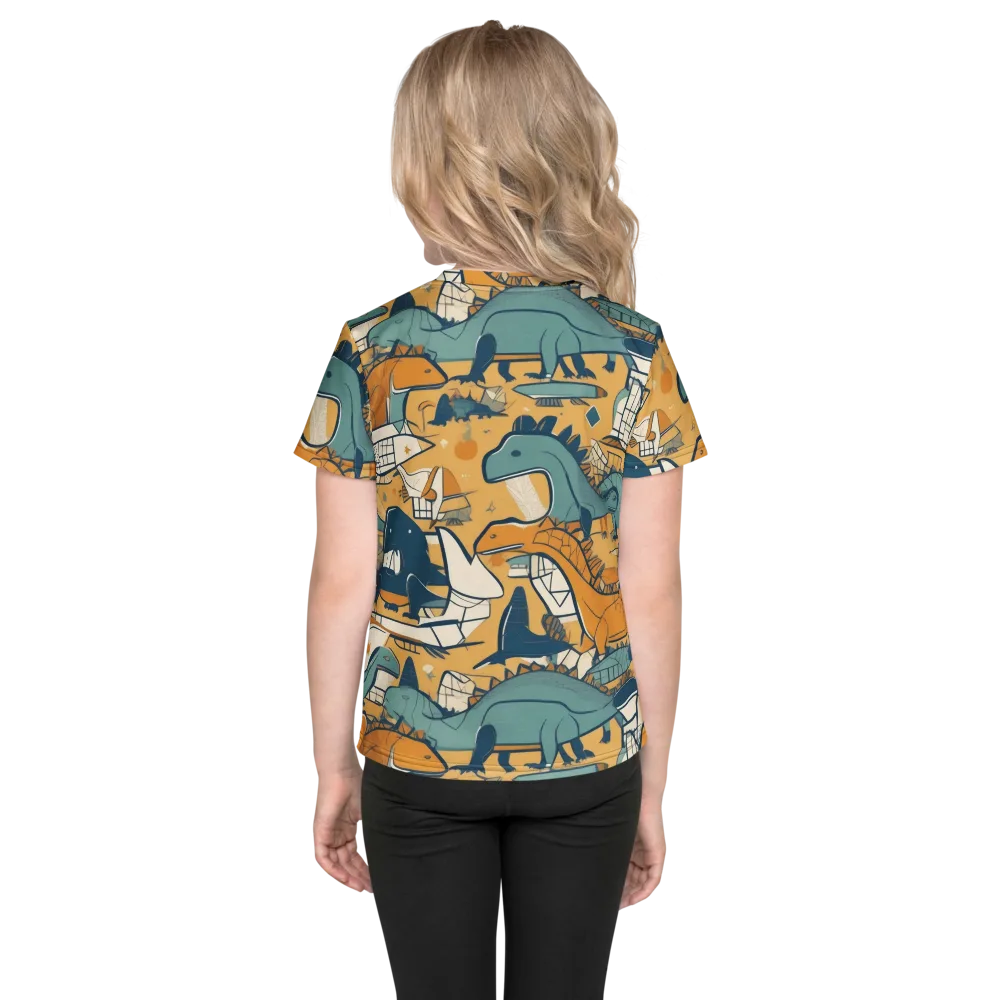 Jurassic Drift on Kids Crew Neck T-Shirt — Back