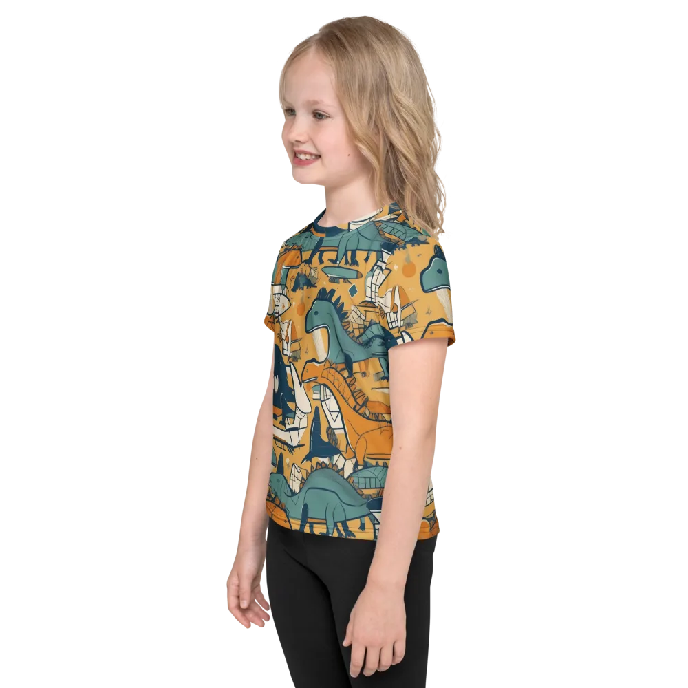 Jurassic Drift on Kids Crew Neck T-Shirt — Left