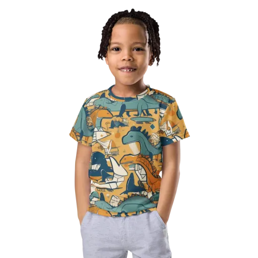Jurassic Drift on a Kids Crew Neck T-Shirt