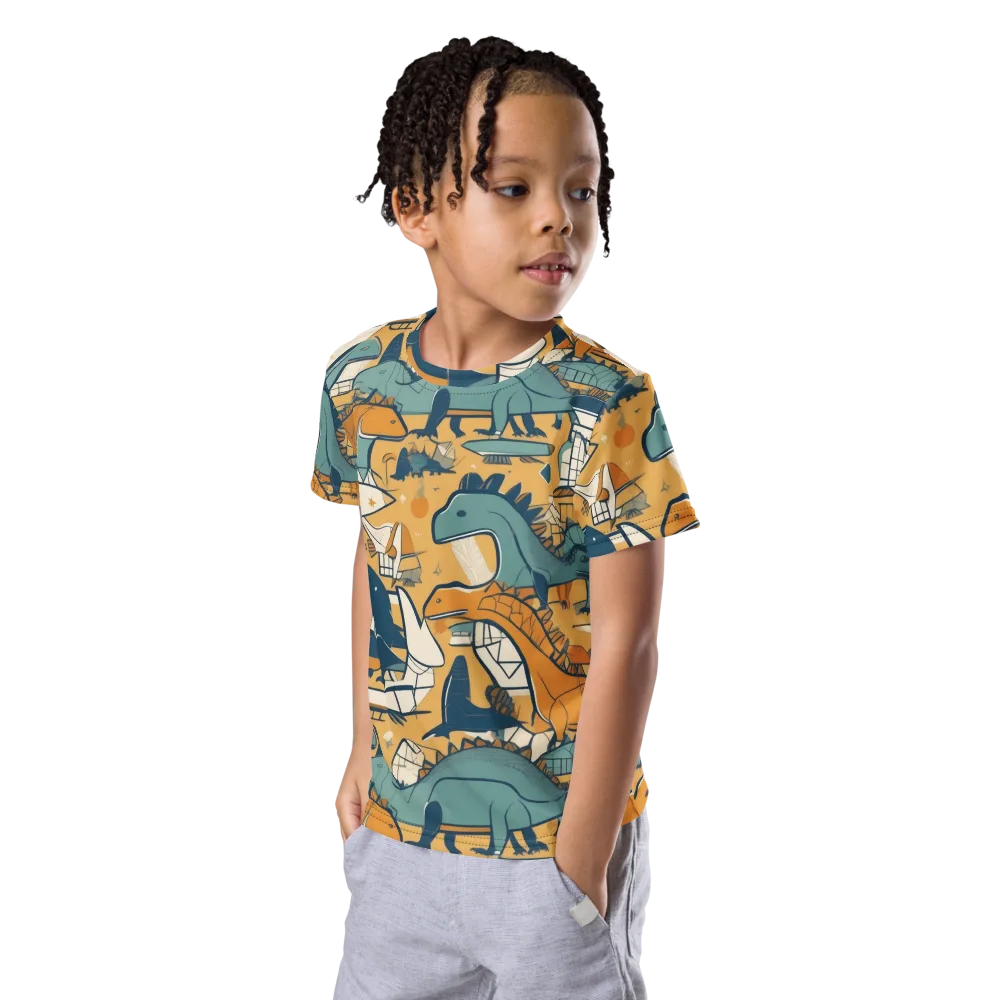 Jurassic Drift on Kids Crew Neck T-Shirt — Left Front
