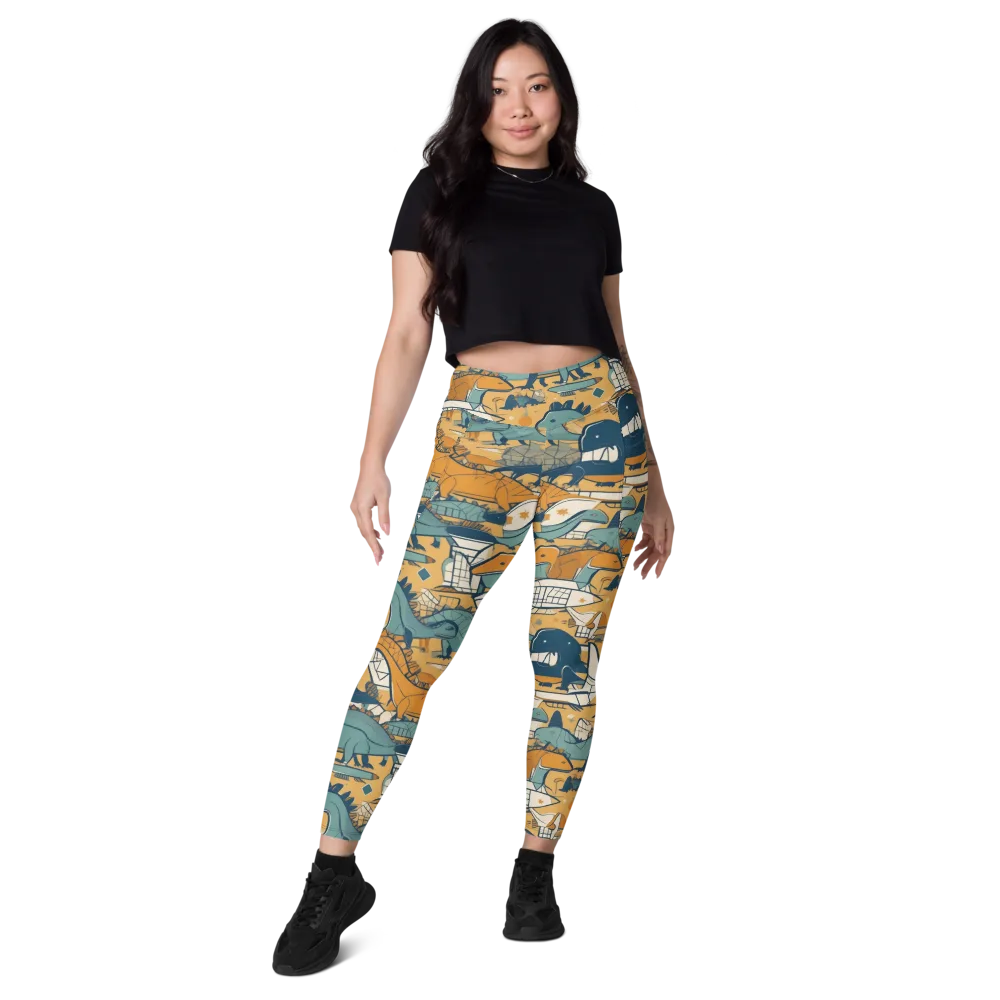 Jurassic Drift on Leggings with Pockets — Front