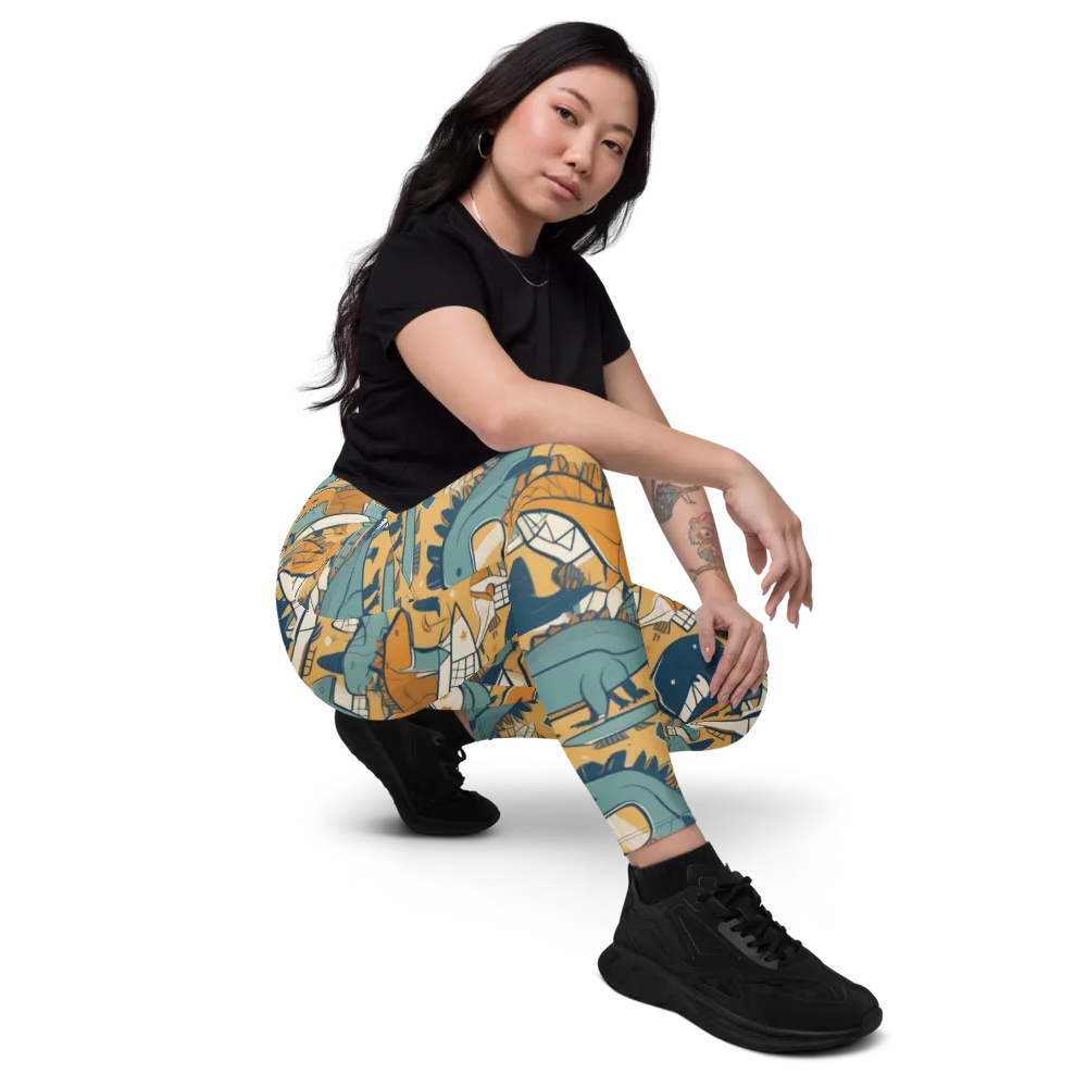 Jurassic Drift on Leggings with Pockets — Right Front