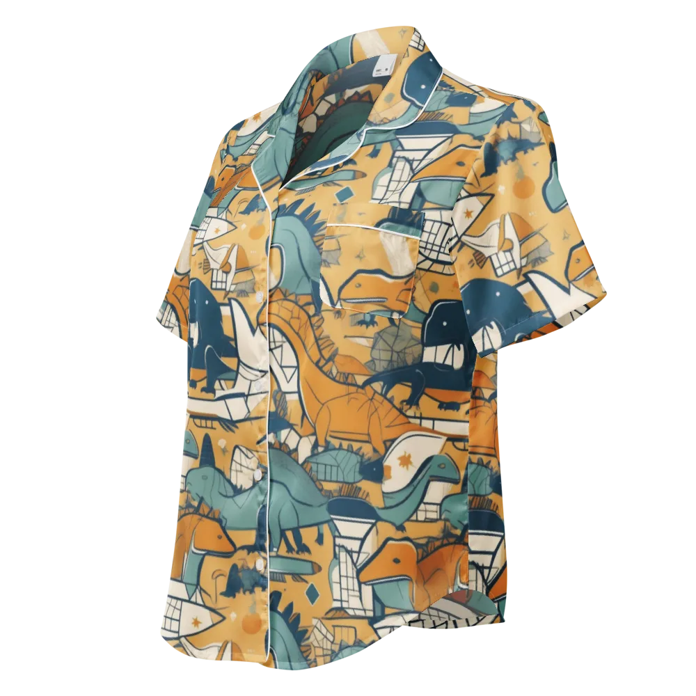 Jurassic Drift on Women's Short Sleeve Pajama Top — Left Front