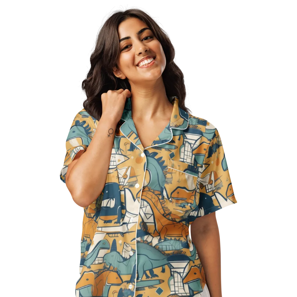 Jurassic Drift on Women's Short Sleeve Pajama Top — Front
