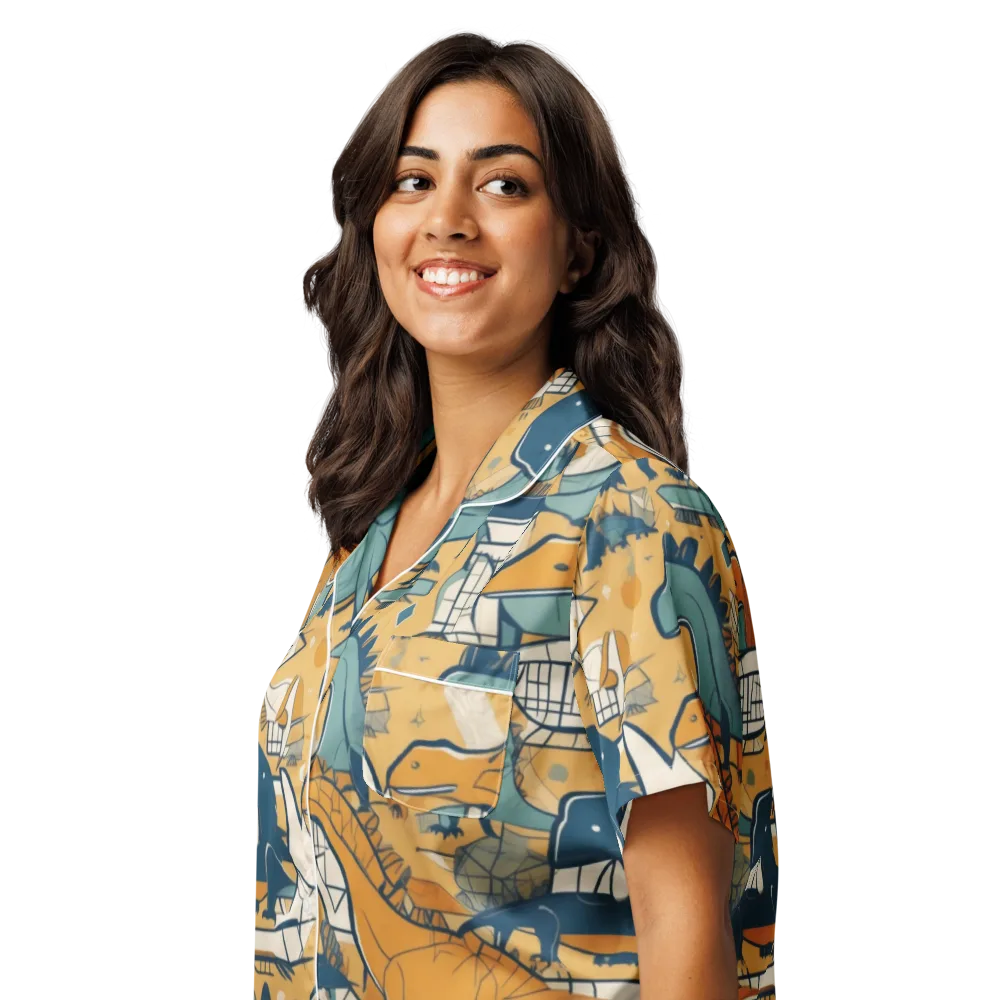 Jurassic Drift on Women's Short Sleeve Pajama Top — Left Front