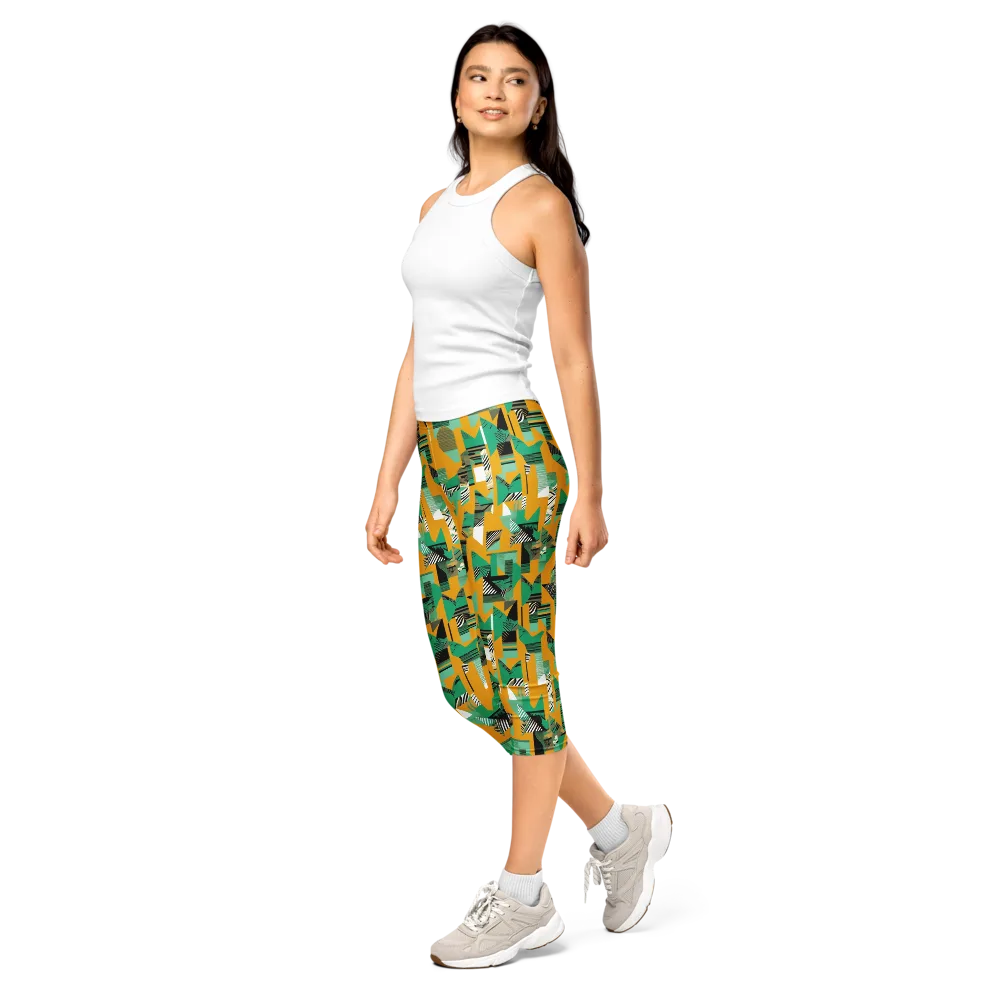 Citrus Collage on Capri Leggings — Left Front