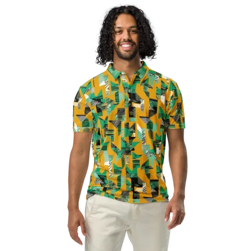 Citrus Collage on a Men's Slim Fit Polo Shirt