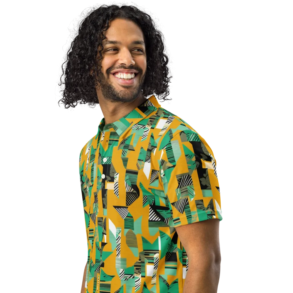 Citrus Collage on Men's Slim Fit Polo Shirt — Left Front