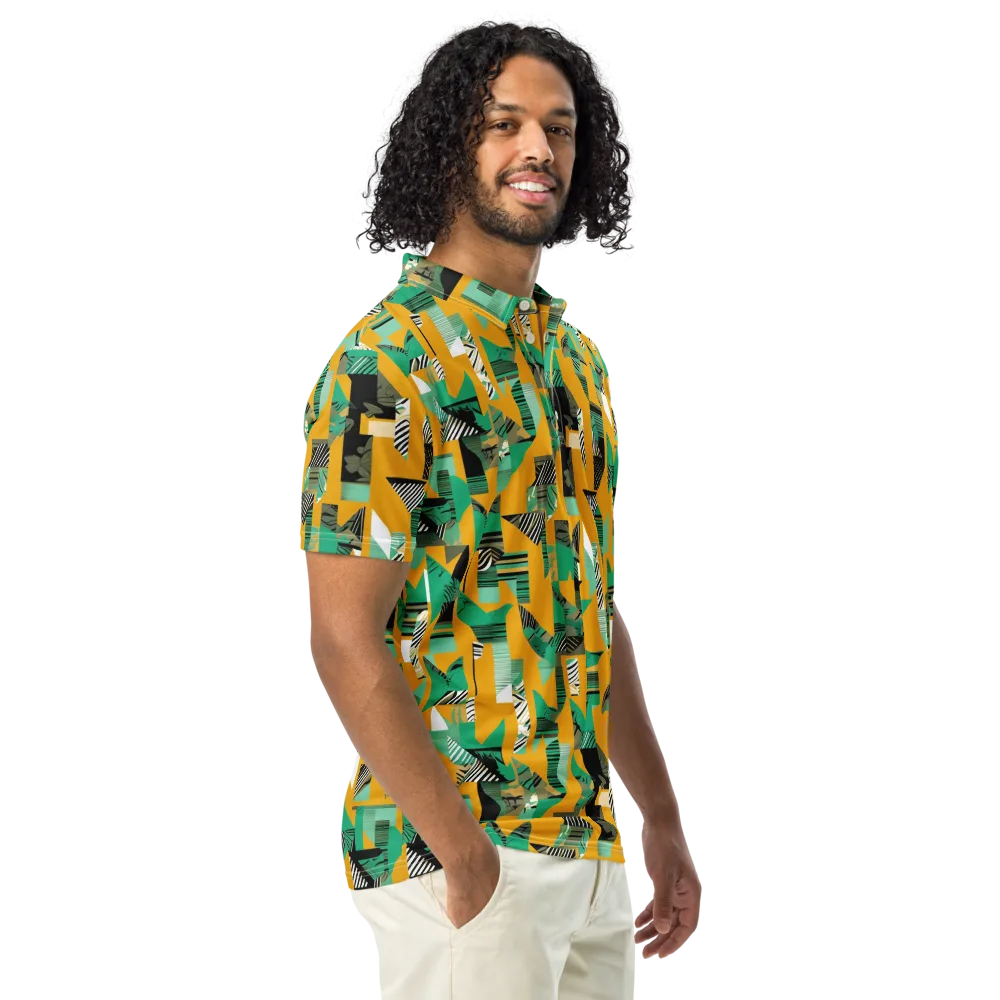Citrus Collage on Men's Slim Fit Polo Shirt — Right Front