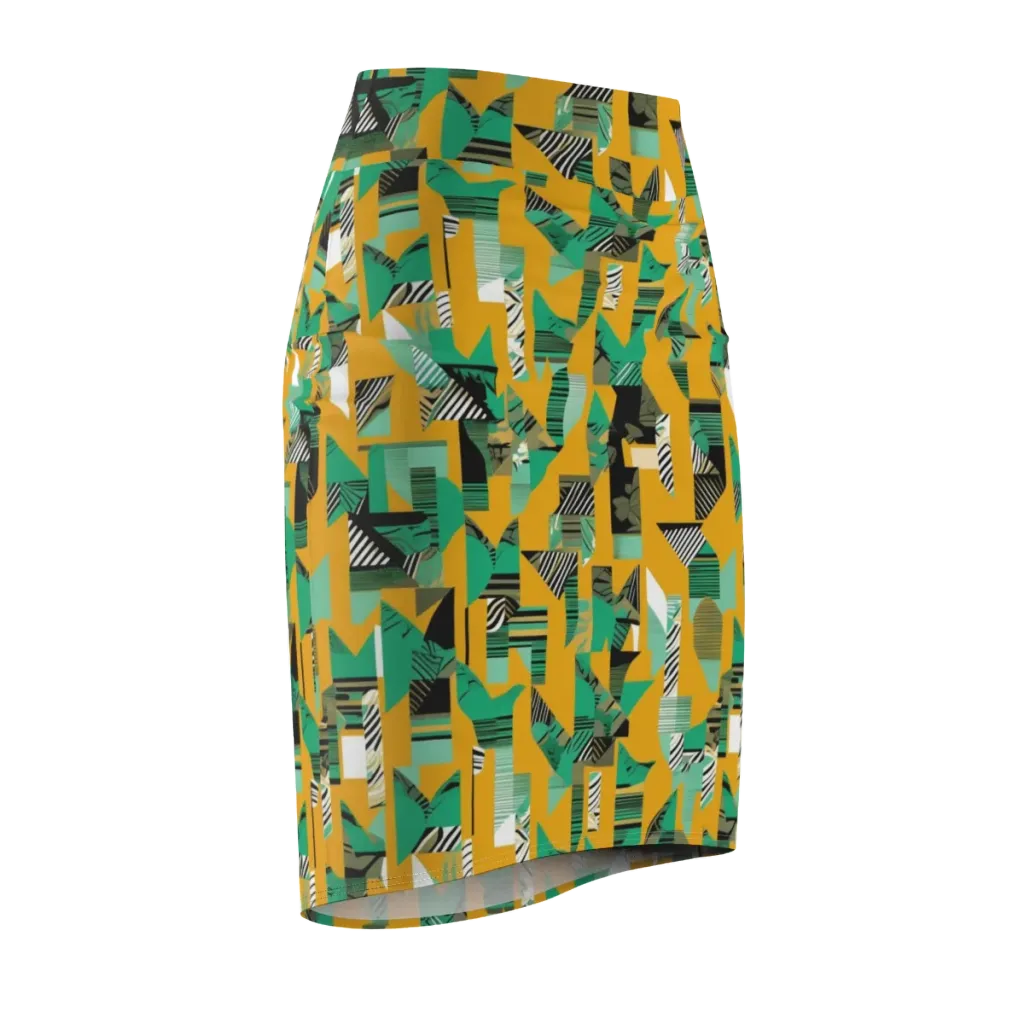 Citrus Collage on Pencil Skirt — Front Side