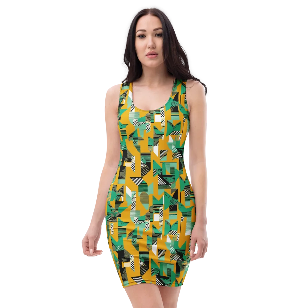 Citrus Collage on Bodycon Dress — Front