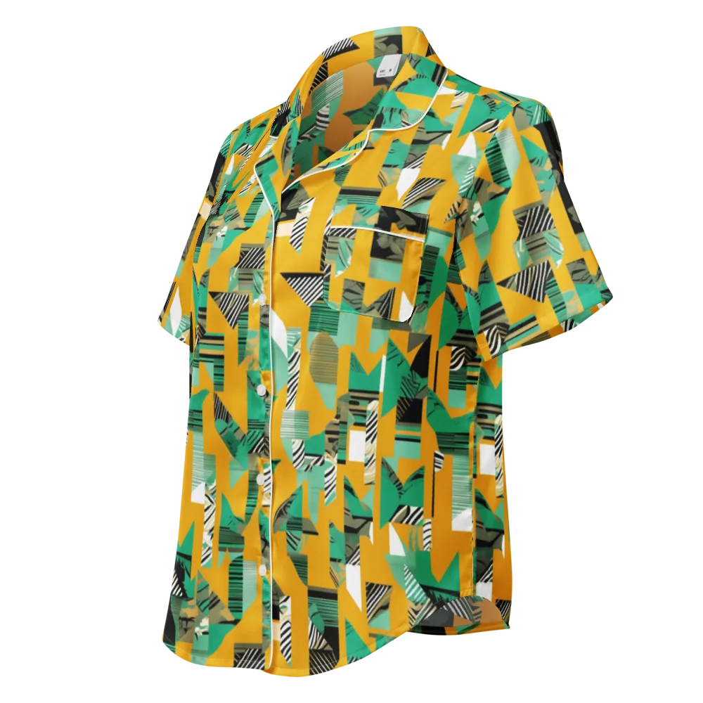 Citrus Collage on Women's Short Sleeve Pajama Top — Left Front